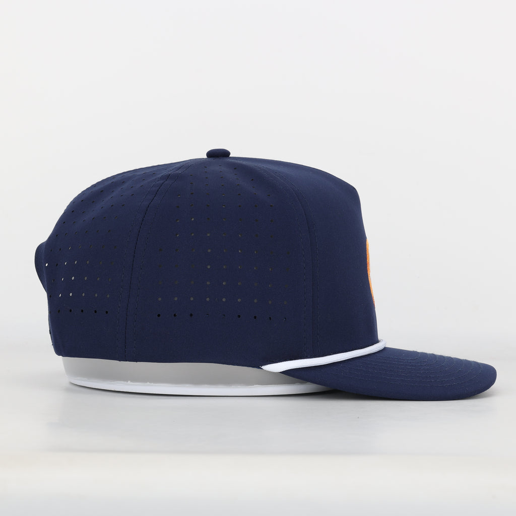 Navy Blue Georgia Peach Embroidered Hat with Rope