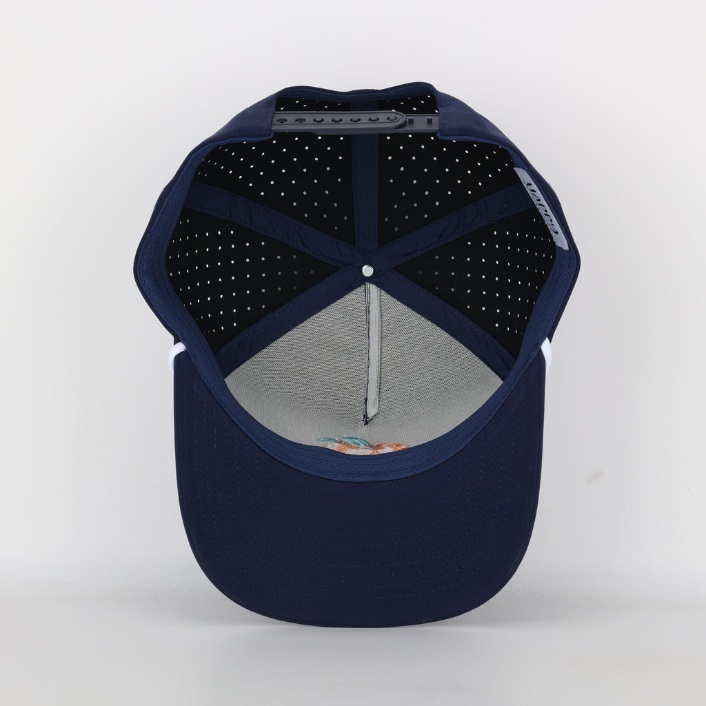 Navy Blue Georgia Peach Embroidered Hat with Rope