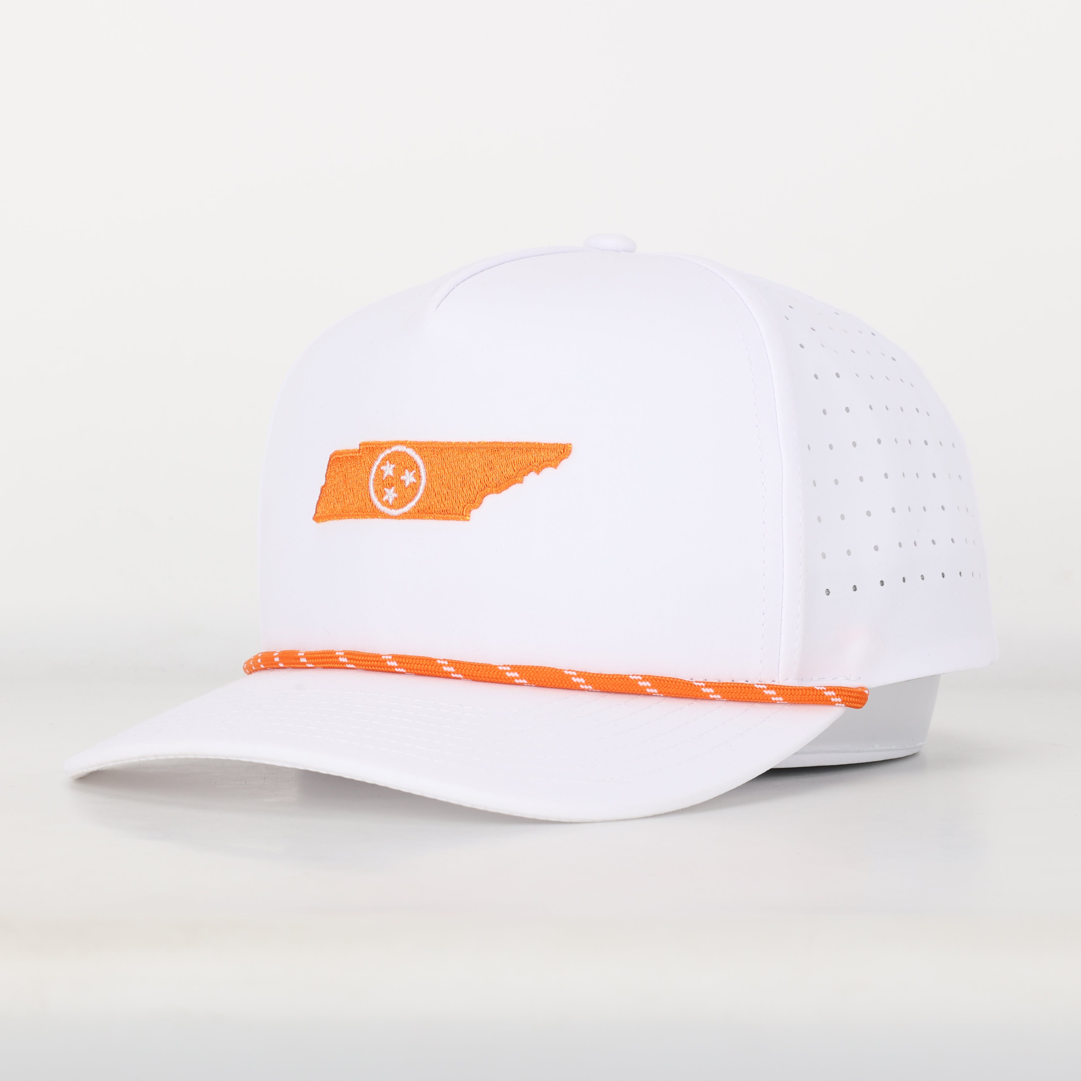 Tri State Embroidered White Hat with Rope