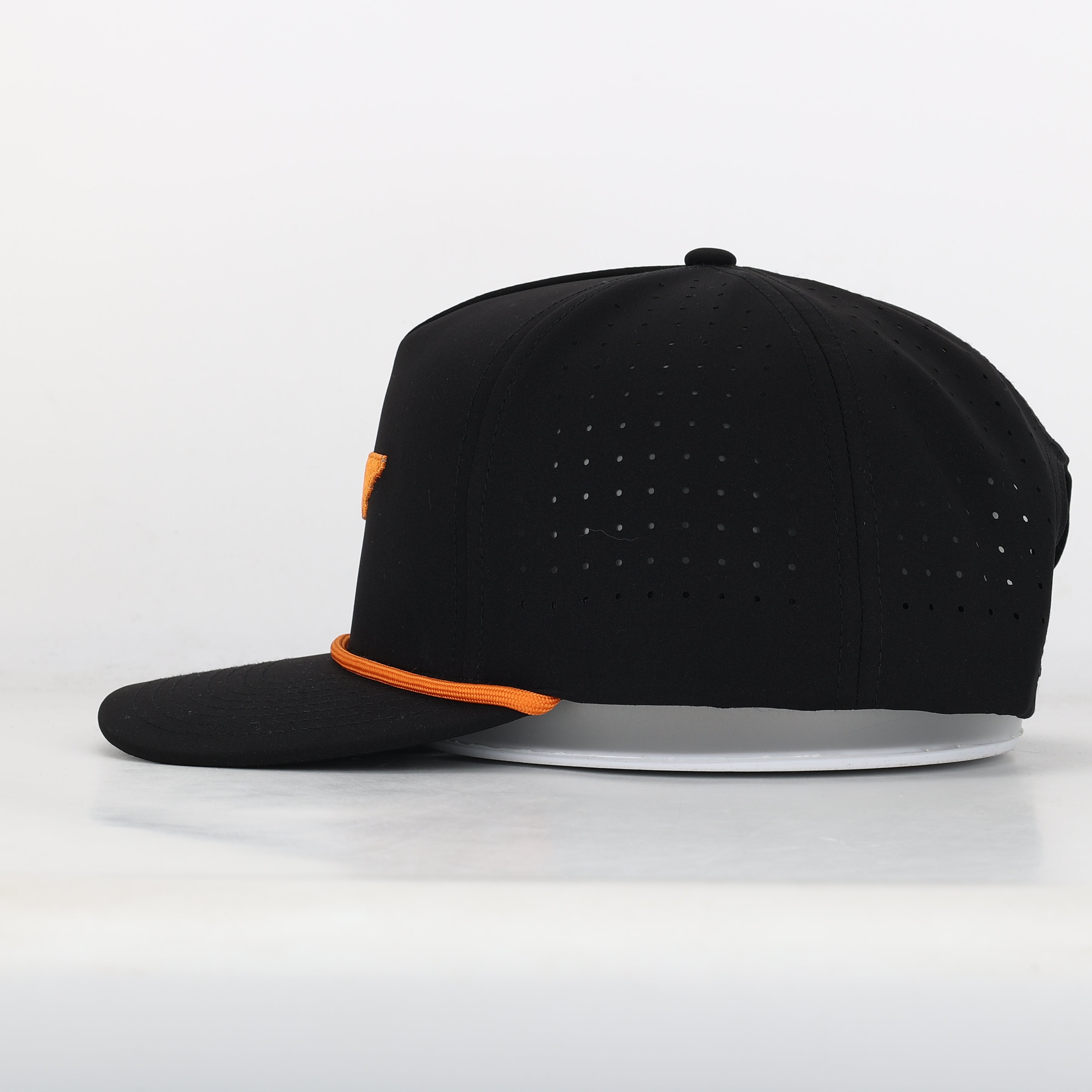 Tri State Embroidered Black Hat with Rope