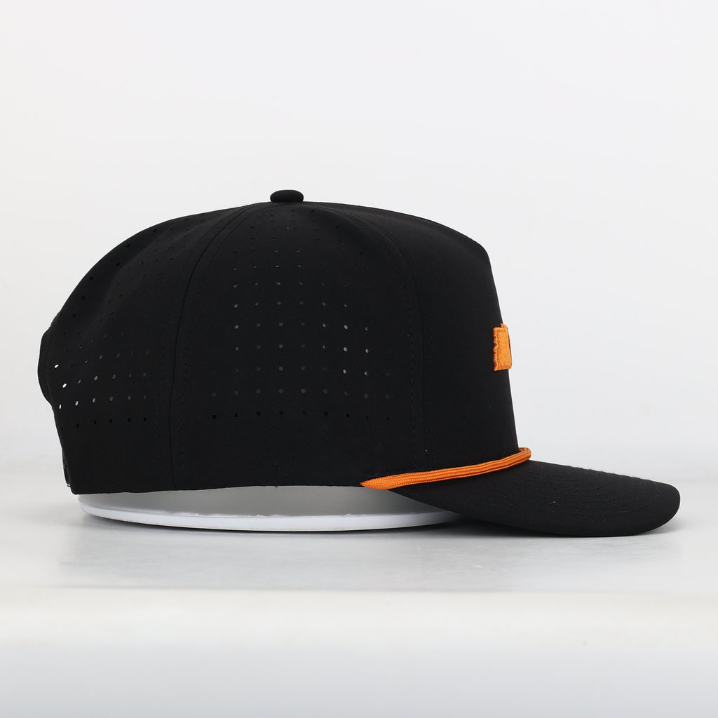 Tri State Embroidered Black Hat with Rope