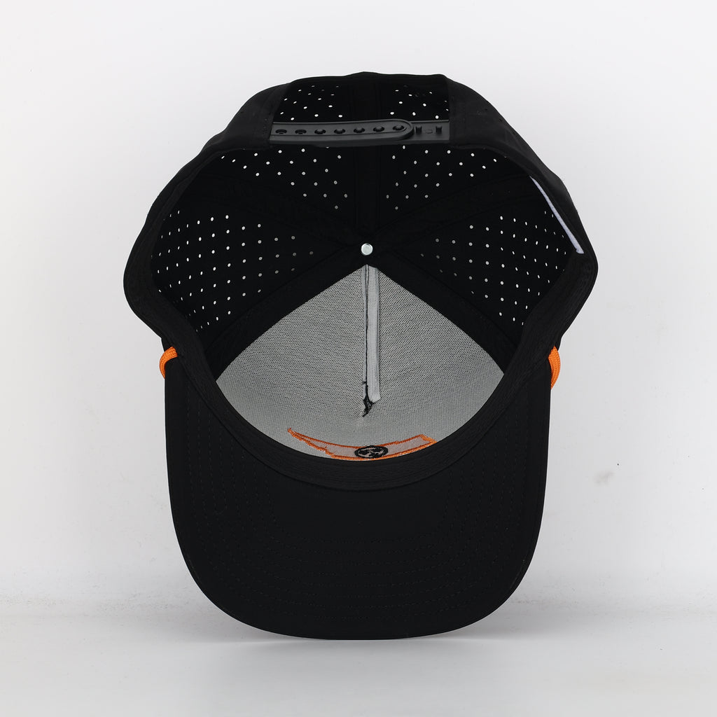 Tri State Embroidered Black Hat with Rope