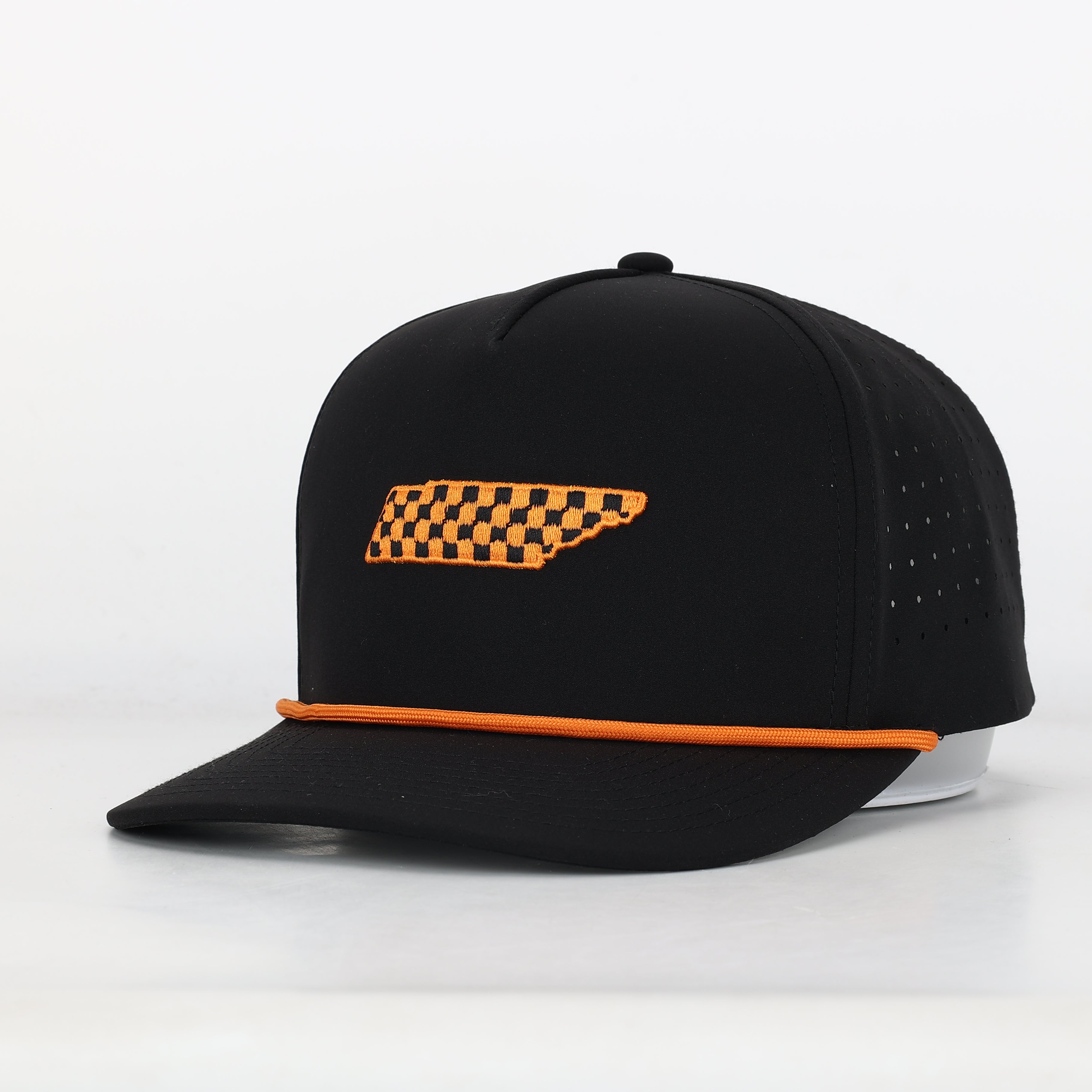 Orange/Black Checkerboard Rope Hat