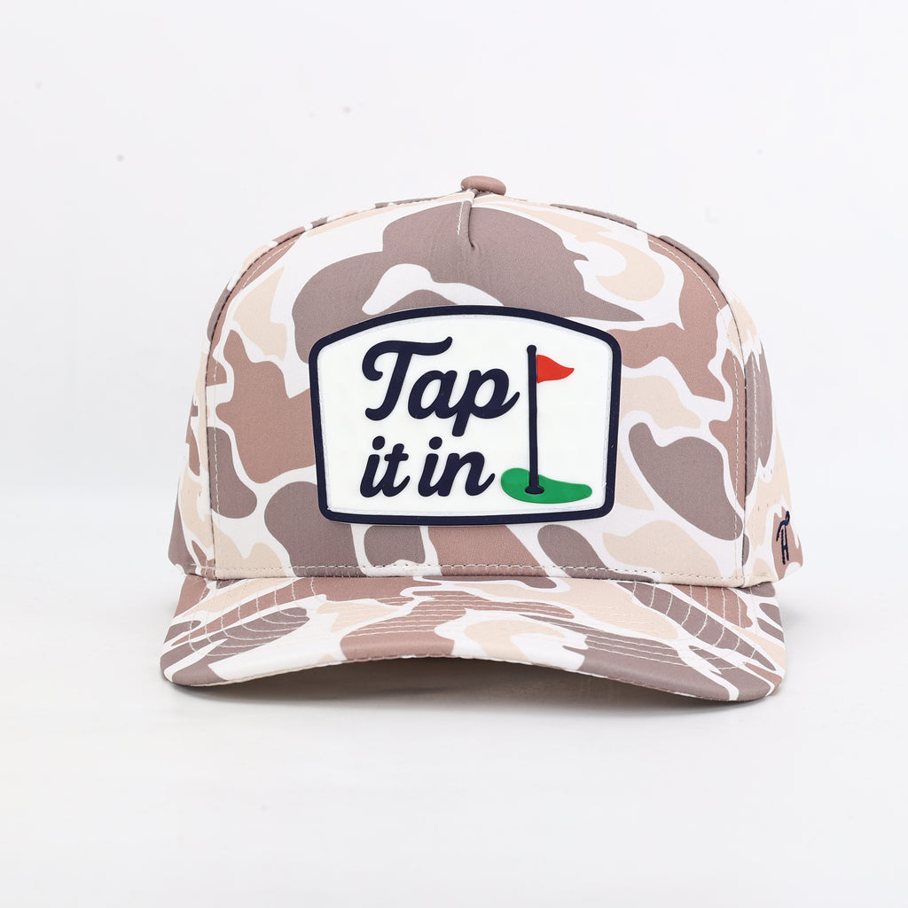 Tap It In Khaki Camo Patch Hat with Rope