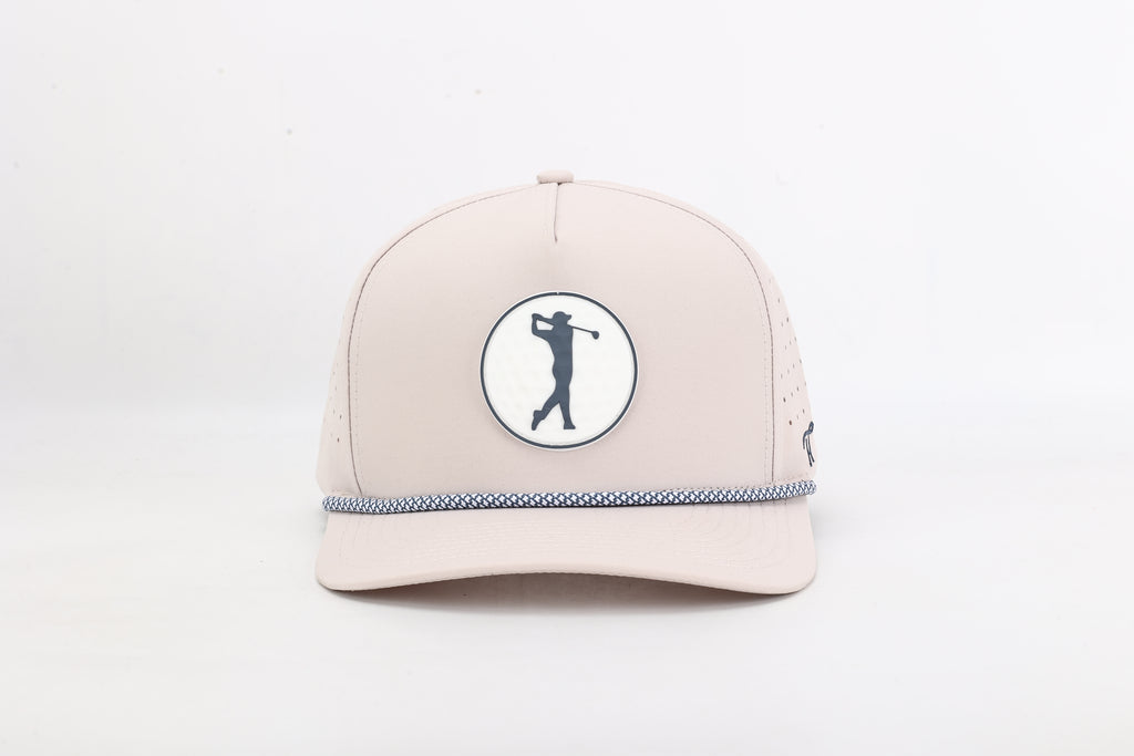 Tan Hat with Rubber Golf Ball Patch