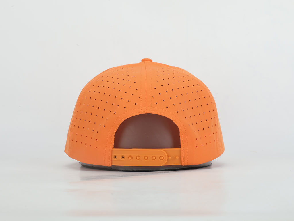Orange & White Golf Hat with Rubber Golf Ball Patch