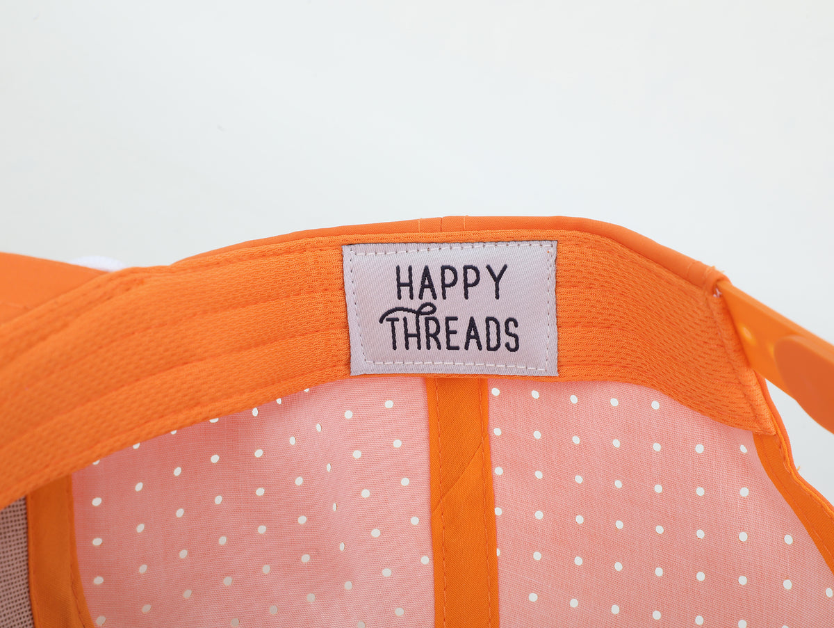 Orange & White Golf Hat with Rubber Golf Ball Patch