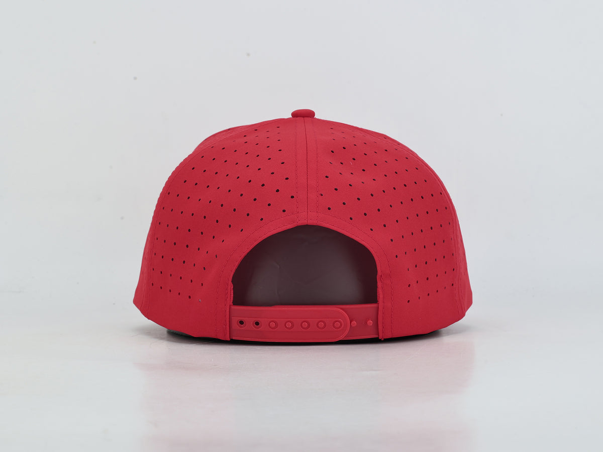 Red & Black Golf Hat with Rubber Golf Ball Patch