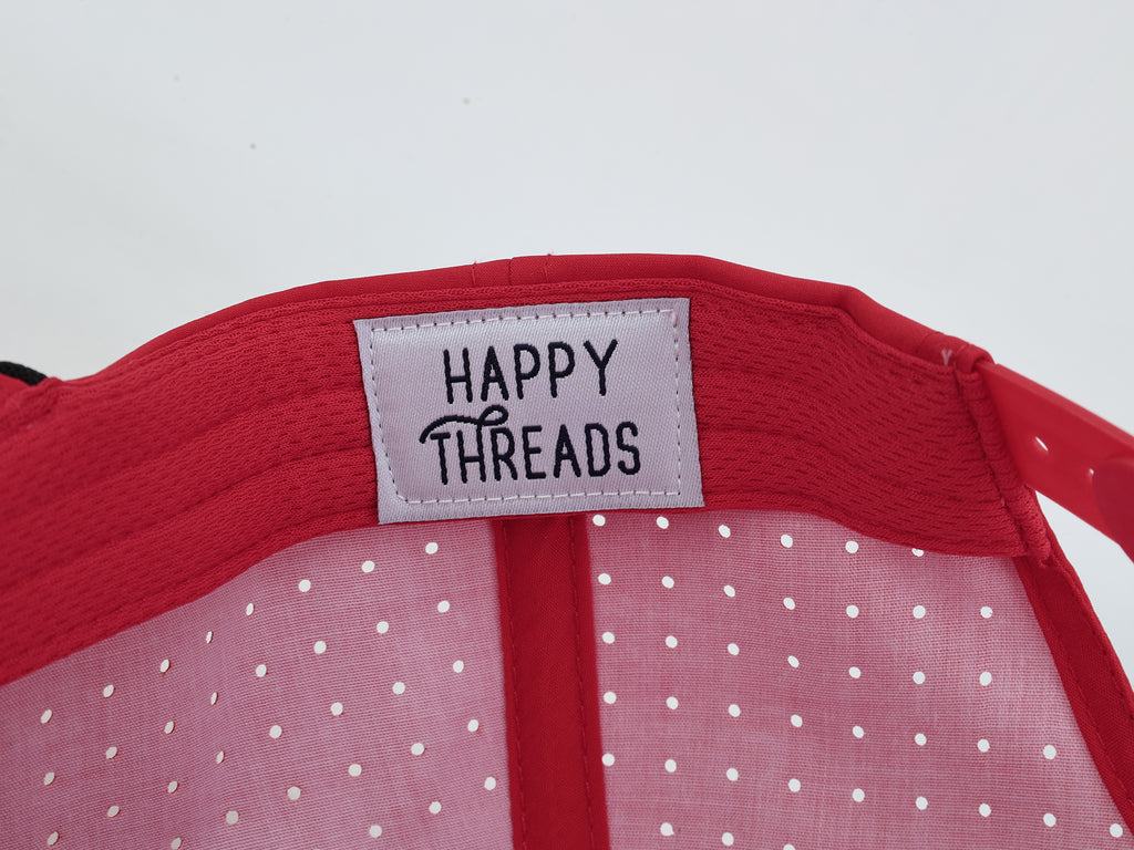 Red & Black Golf Hat with Rubber Golf Ball Patch