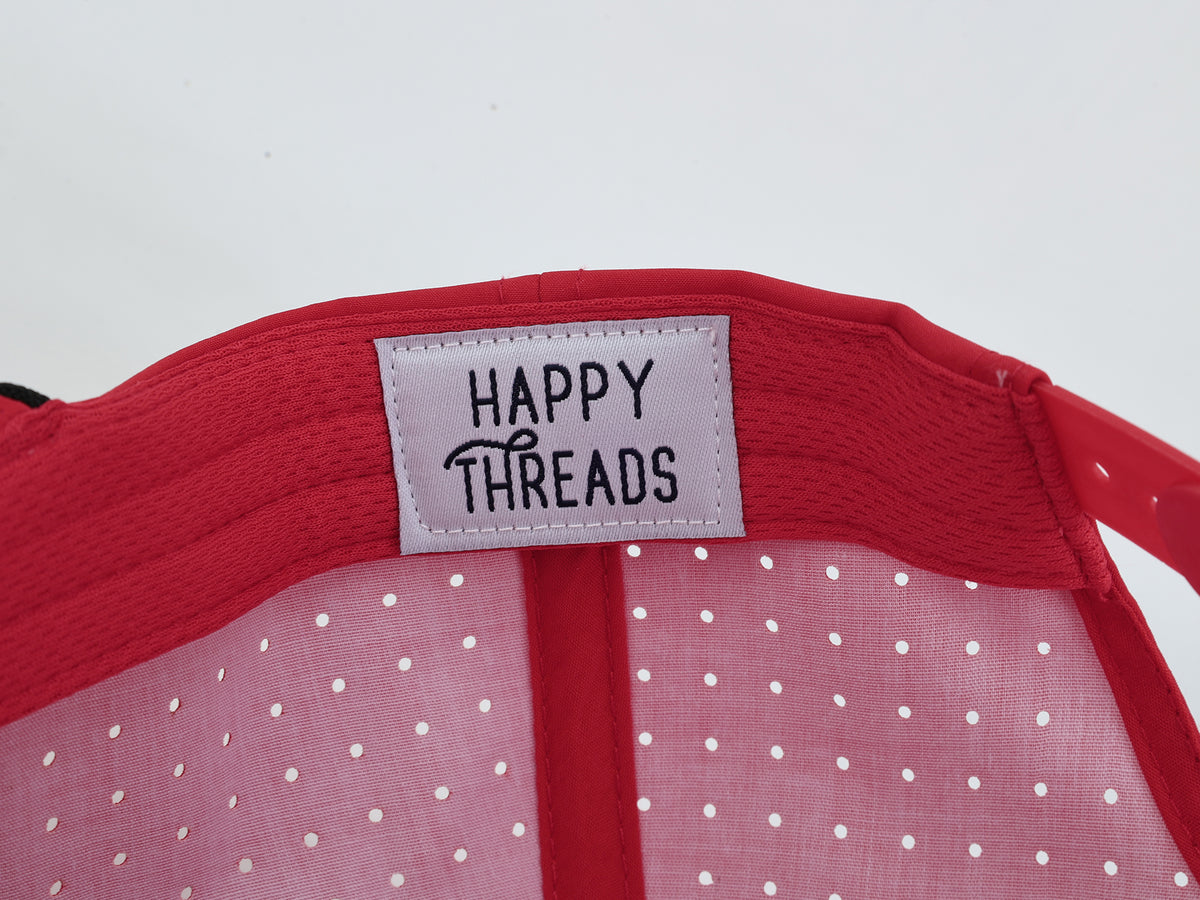 Red & Black Golf Hat with Rubber Golf Ball Patch