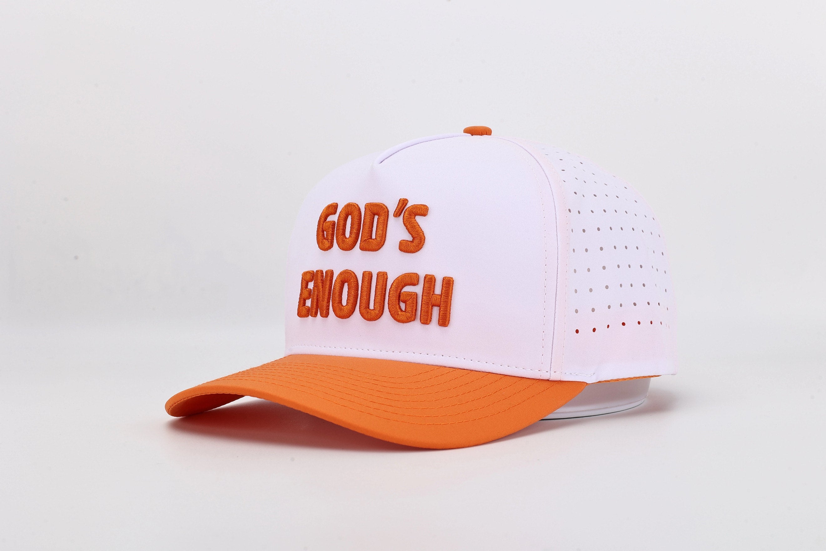 White/Orange God's Enough Embroidered Hat with Rope