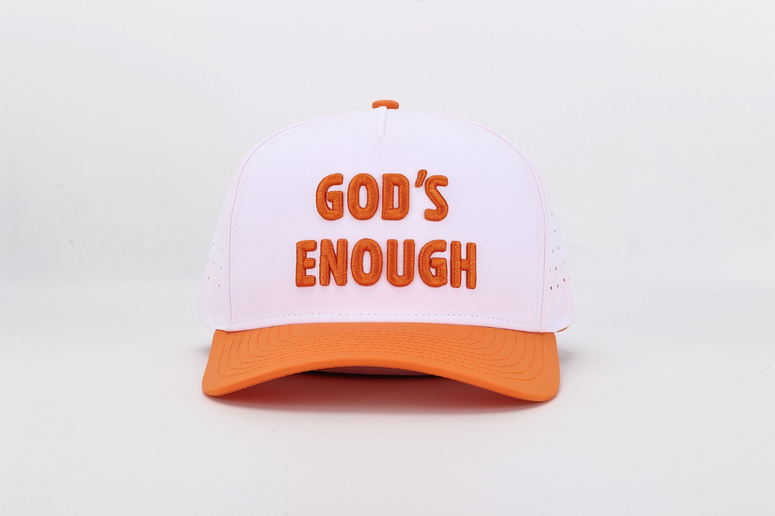 White/Orange God's Enough Embroidered Hat with Rope