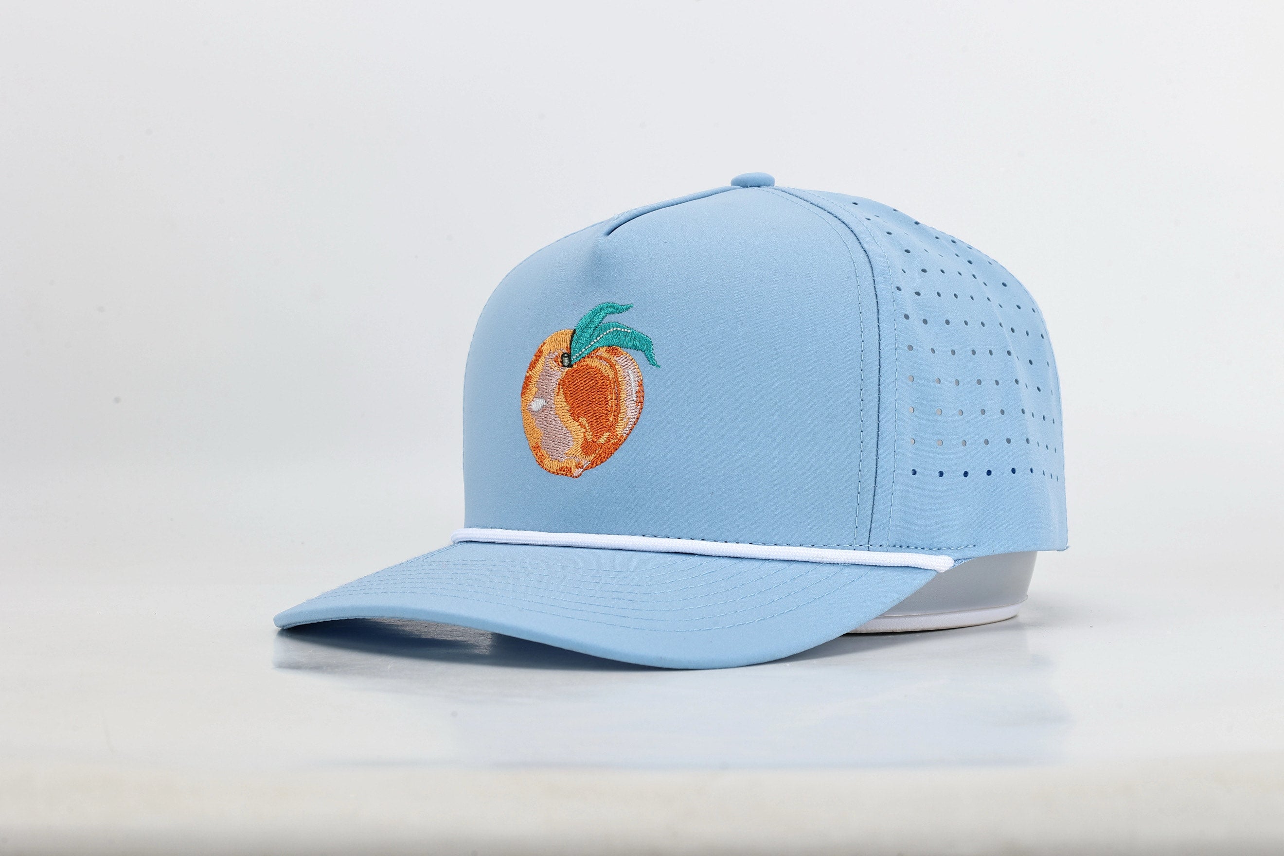 Baby Blue Georgia Peach Embroidered Hat with Rope