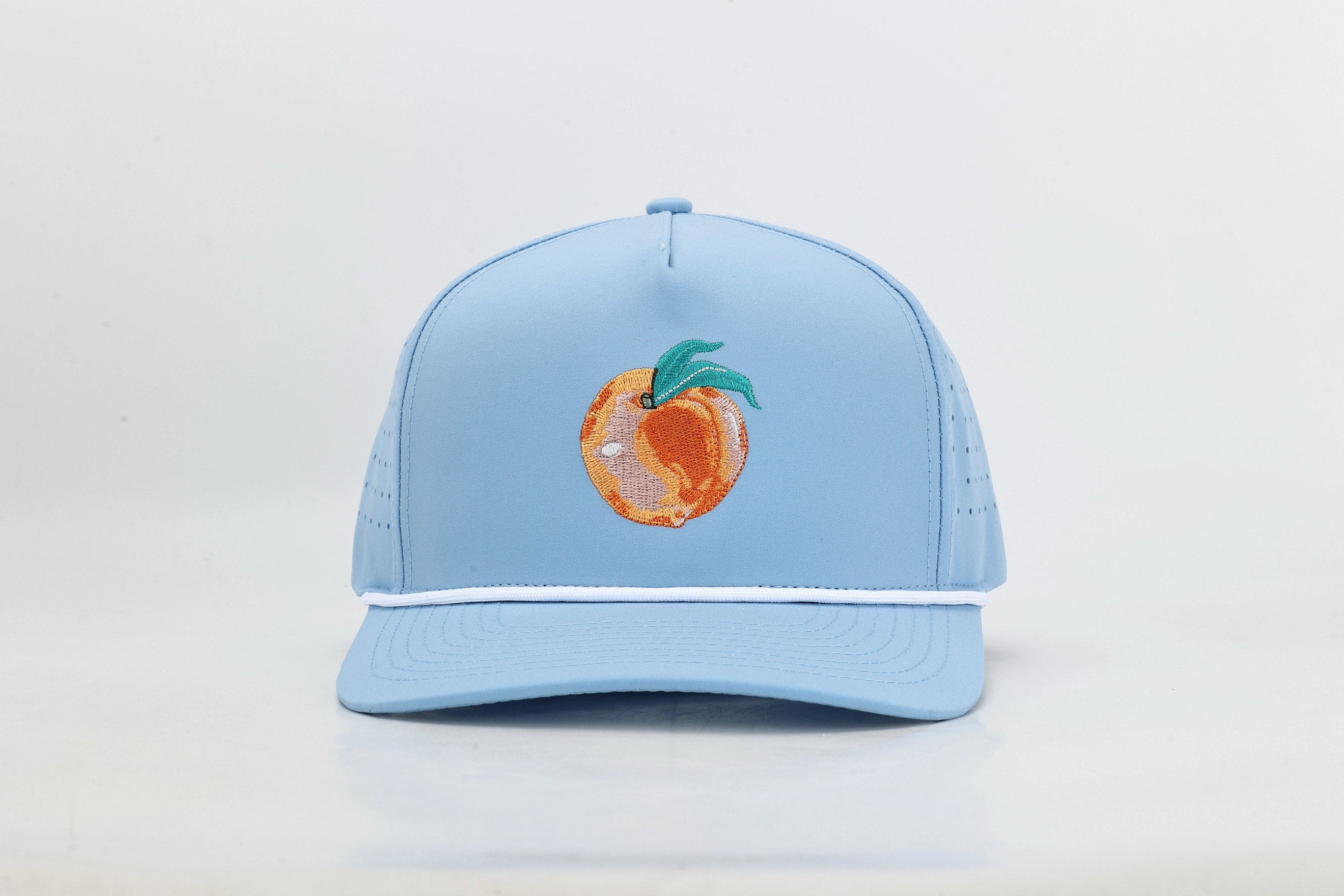 Baby Blue Georgia Peach Embroidered Hat with Rope