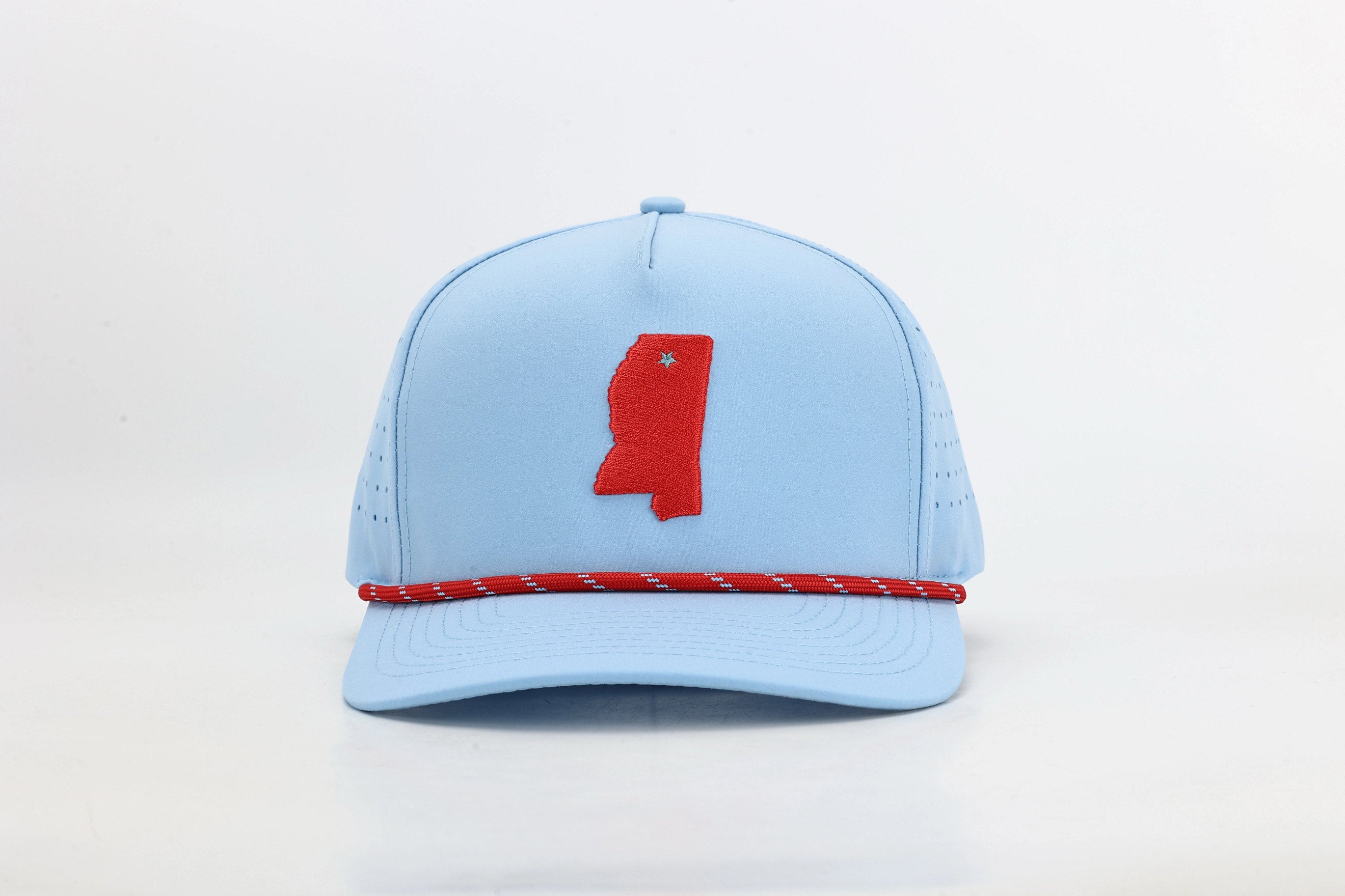 Oxford, MS Embroidered State Powder Blue Hat with Rope
