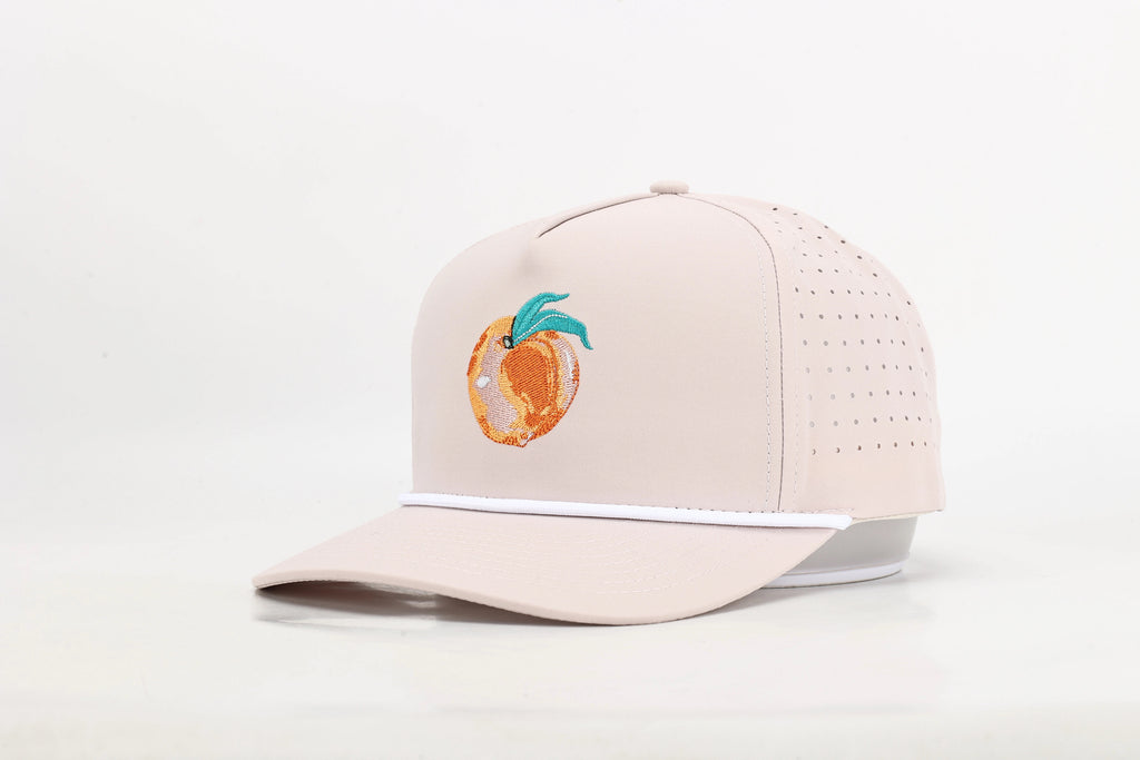 Tan Georgia Peach Embroidered Hat with Rope