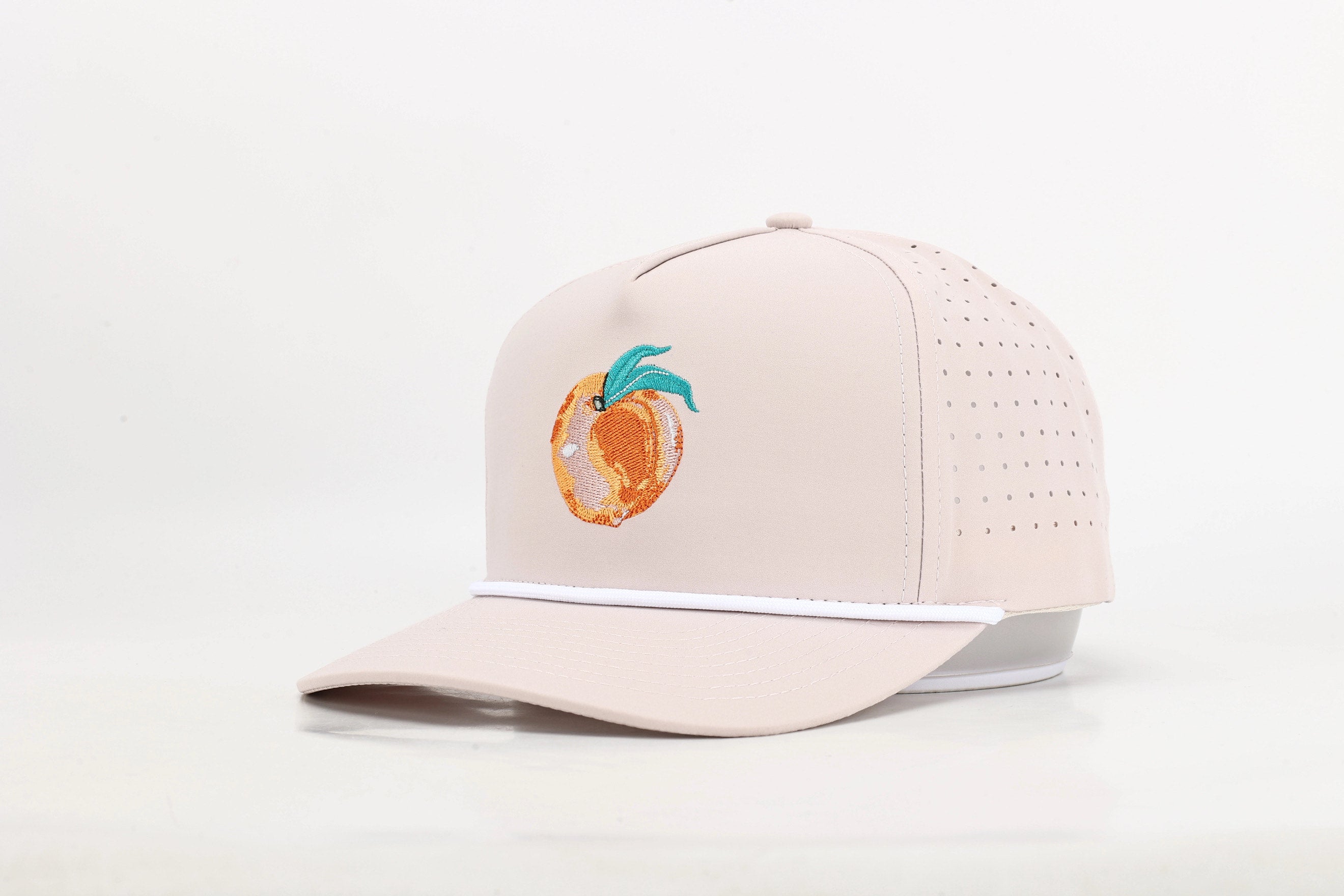 Tan Georgia Peach Embroidered Hat with Rope