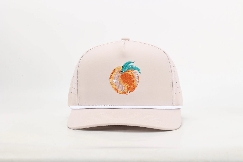 Tan Georgia Peach Embroidered Hat with Rope