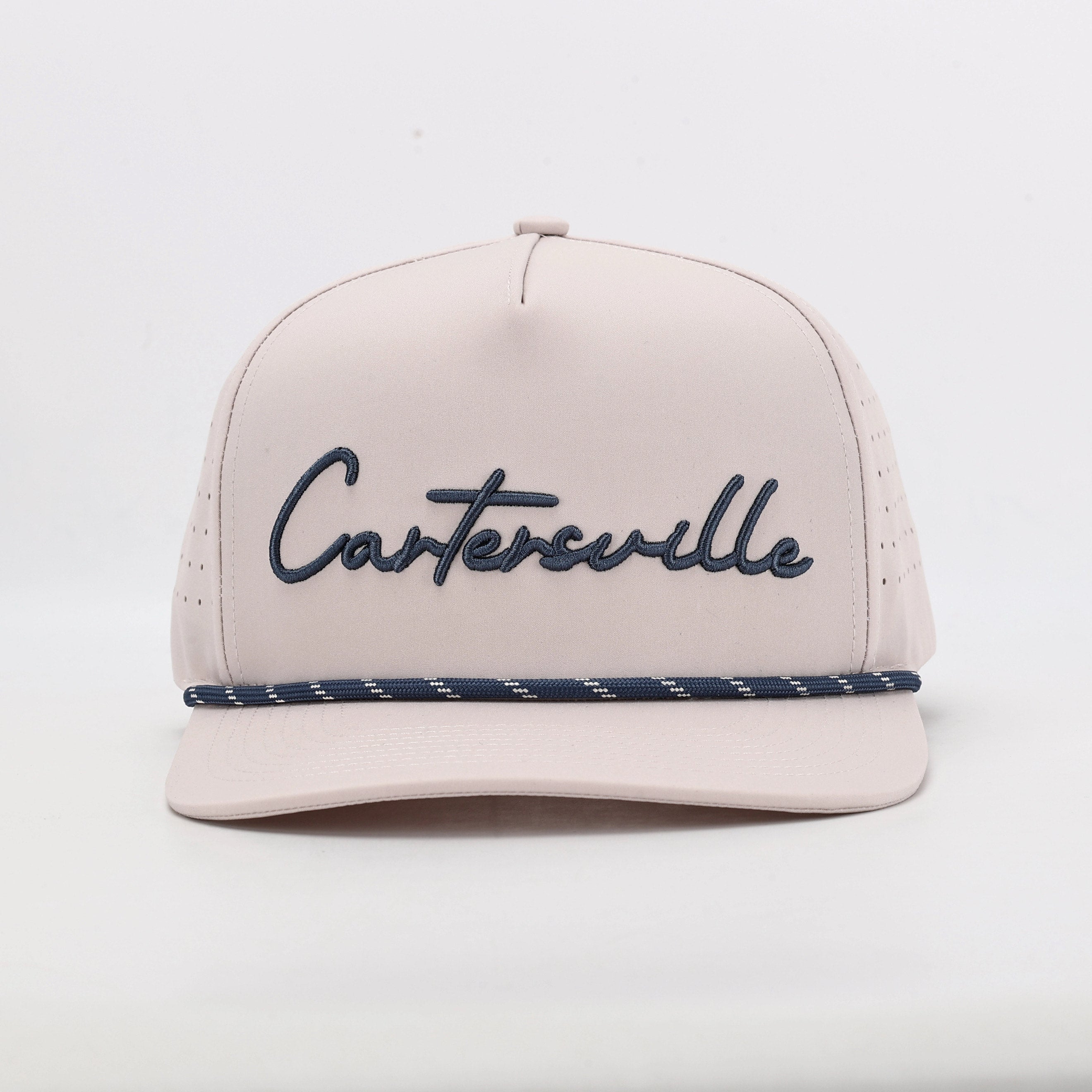 Tan/Bluish Gray Cartersville, GA Embroidered Rope Hat