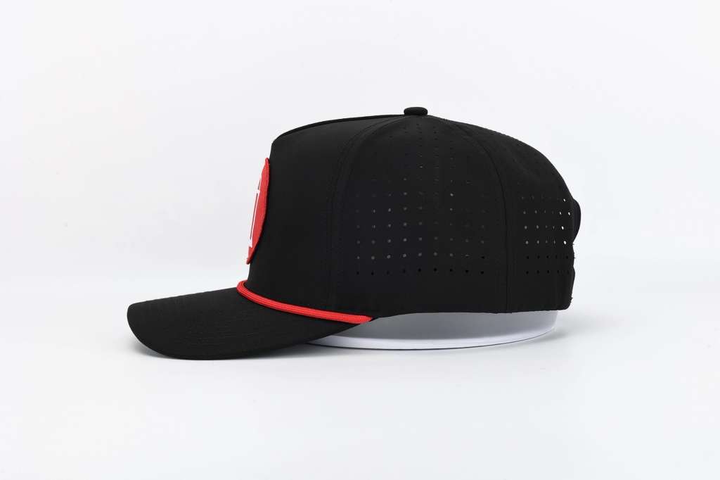 Black Arch Patch Hat with Rope